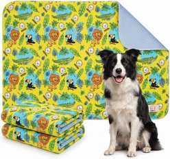 MISOKO Reusable & Washable Dog Pee Pads with Lions, Yellow, 2 count, 31.5 x 55.1-in