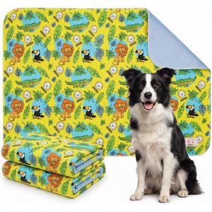 MISOKO Reusable & Washable Dog Pee Pads with Lions, Yellow, 2 count, 31.5 x 55.1-in