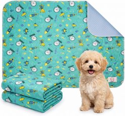 MISOKO Reusable & Washable Dog Pee Pads with Rockets, Green, 2 count, 15.7 x 19.7-in slide 1 of 9