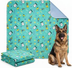 MISOKO Reusable & Washable Dog Pee Pads with Rockets, Green, 2 count, 48 x 48-in