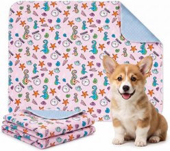MISOKO Reusable & Washable Dog Pee Pads with Sea Horses, Pink, 2 count, 15.7 x 19.7-in slide 1 of 9