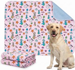 MISOKO Reusable & Washable Dog Pee Pads with Sea Horses, Pink, 2 count, 31.5 x 55.1-in slide 1 of 9