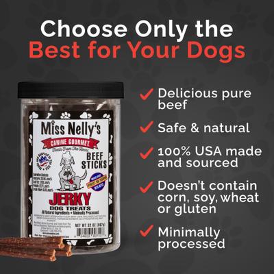 Show full view: Miss Nelly's Canine Gourmet Beef Sticks Jerky Dog Treats, 32-oz jar slide 6 of 11