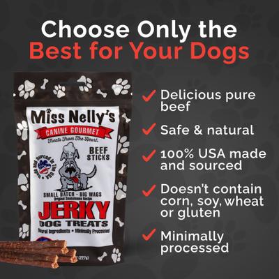 Show full view: Miss Nelly's Canine Gourmet Beef Sticks Jerky Dog Treats, 8-oz bag slide 6 of 11