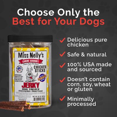 Show full view: Miss Nelly's Canine Gourmet Chicken Sticks Jerky Dog Treats, 32-oz bag slide 5 of 11