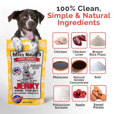 Show full view: Miss Nelly's Canine Gourmet Chicken Sticks Jerky Dog Treats, 8-oz bag slide 5 of 11