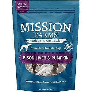 Mission Farms Bison Liver Adult Freeze-Dried Dog Treats, 3-oz bag