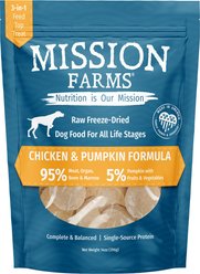 Mission Farms Cage-Free Chicken & Pumpkin Adult Freeze-Dried Dog Food, 14-oz bag