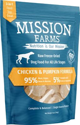Show full view: Mission Farms Cage-Free Chicken & Pumpkin Adult Freeze-Dried Dog Food, 14-oz bag slide 5 of 6