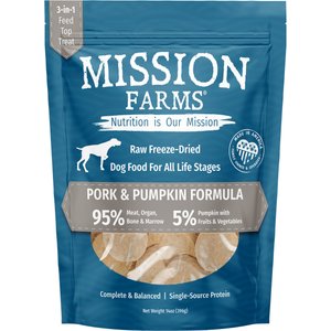 Mission Farms Cage-Free Pork & Pumpkin Adult Freeze-Dried Dog Food, 14-oz bag
