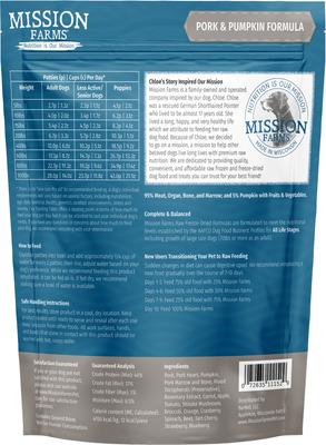 Show full view: Mission Farms Cage-Free Pork & Pumpkin Adult Freeze-Dried Dog Food, 14-oz bag slide 3 of 6