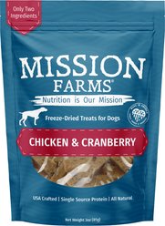 Mission Farms Chicken & Cranberry Adult Freeze-Dried Dog Treats, 3-oz bag