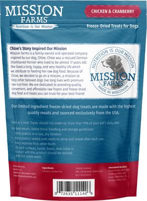 Show full view: Mission Farms Chicken & Cranberry Adult Freeze-Dried Dog Treats, 3-oz bag slide 3 of 6