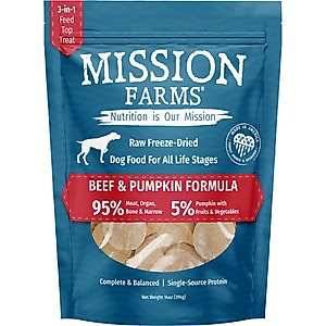 Mission Farms Grass-Fed Beef & Pumpkin Adult Freeze-Dried Dog Food, 14-oz bag