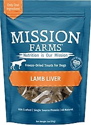 Mission Farms Lamb Liver Adult Freeze-Dried Dog Treats, 3-oz bag