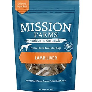 Mission Farms Lamb Liver Adult Freeze-Dried Dog Treats, 3-oz bag