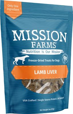 Show full view: Mission Farms Lamb Liver Adult Freeze-Dried Dog Treats, 3-oz bag slide 5 of 6