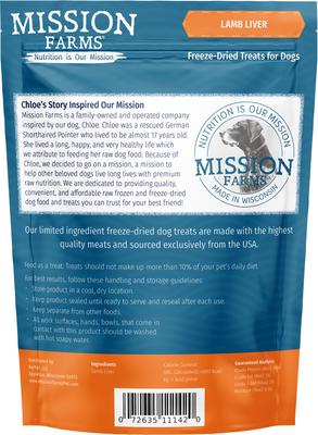 Show full view: Mission Farms Lamb Liver Adult Freeze-Dried Dog Treats, 3-oz bag slide 3 of 6