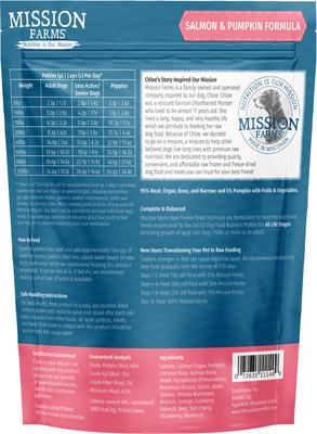 Show full view: Mission Farms Wild-Caught Salmon & Pumpkin Adult Freeze-Dried Dog Food, 14-oz bag slide 3 of 6