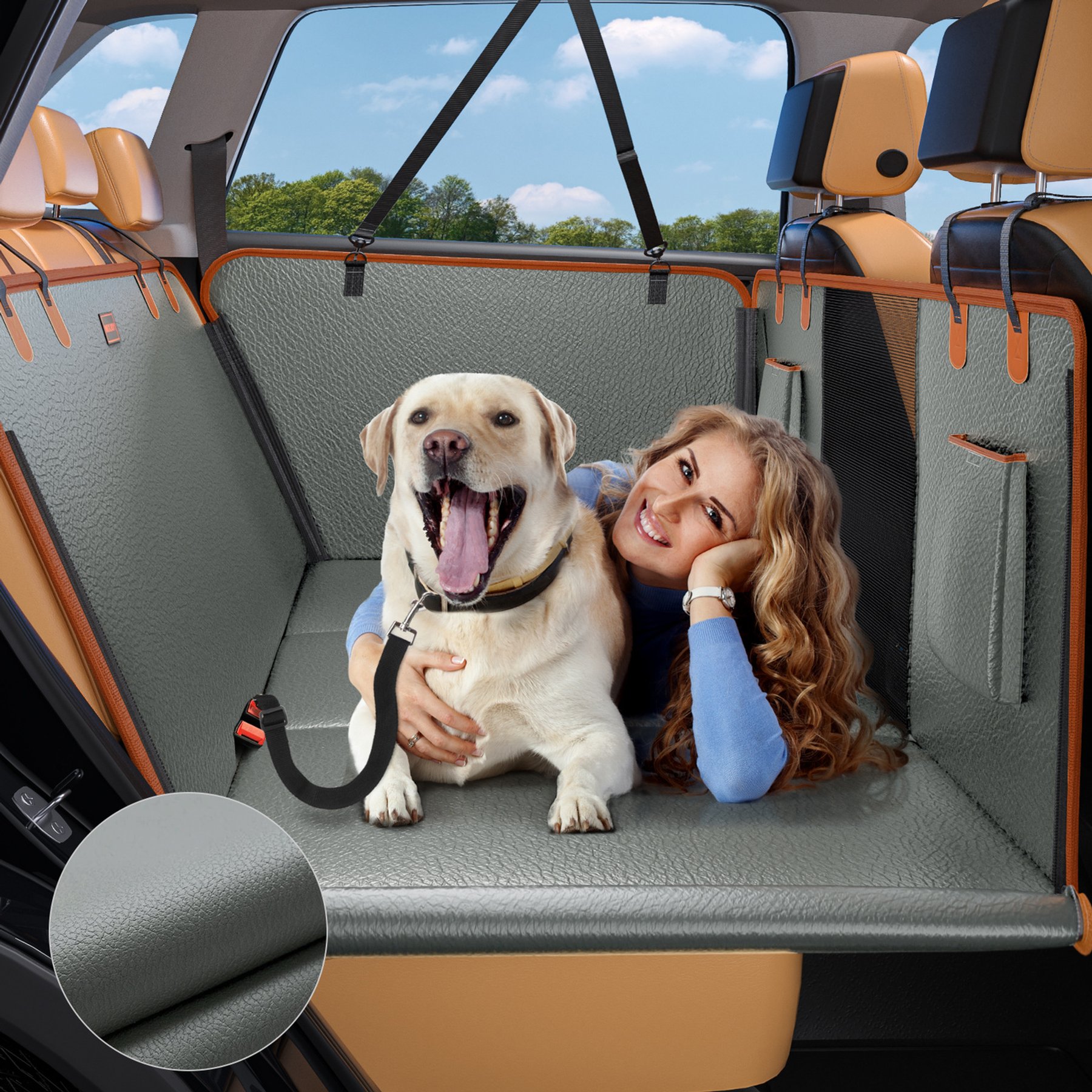 MIXJOY Car Back Seat Cover Extender, Waterproof & Urine-Resistant, Foldable for Storage Dog Automobile Protective Cover, Large: 52-in, Grey