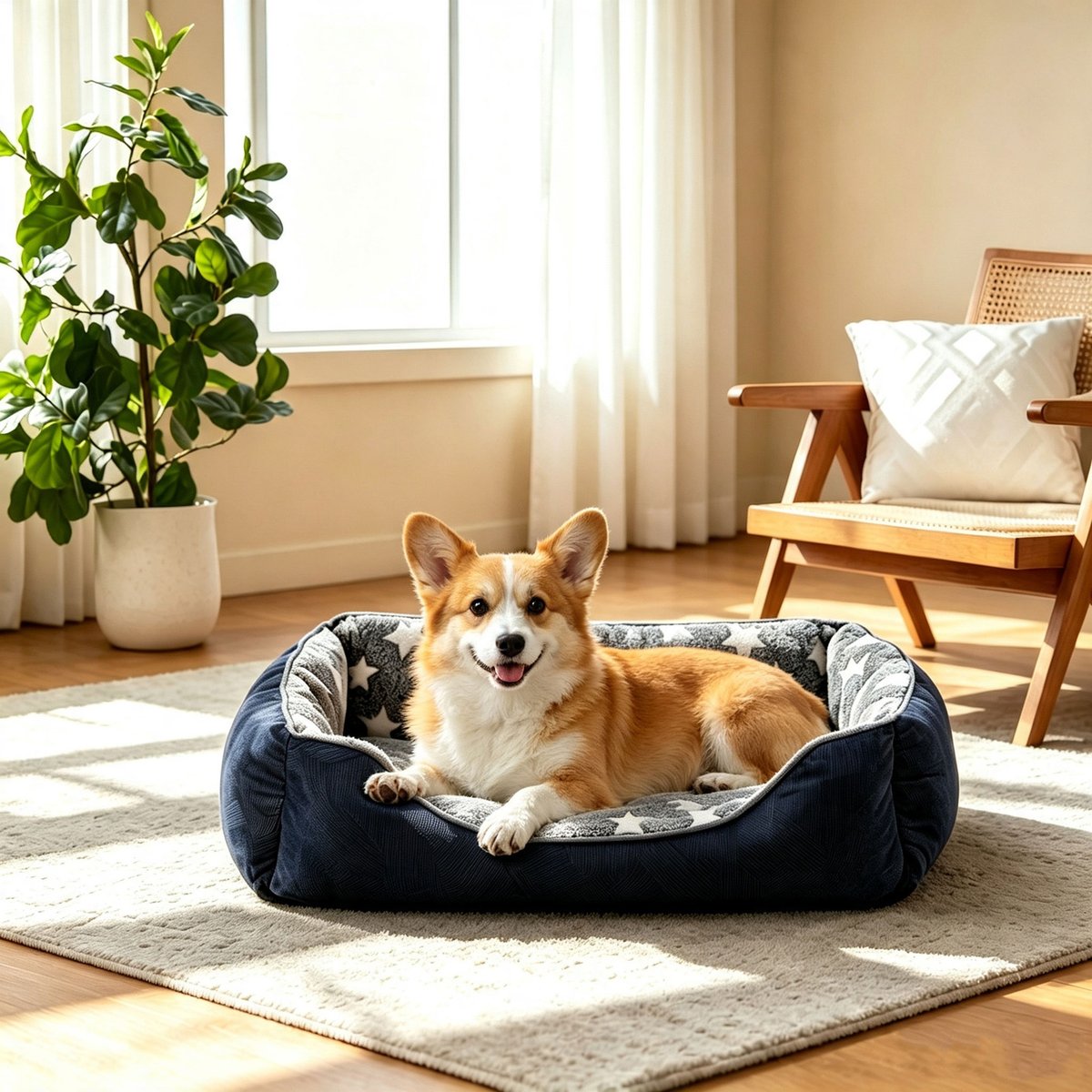 MIXJOY Rectangle Washable Dog Sofa Bed with Anti-Slip Bottom, Dark Grey, Large: 30 x 24 x 9-in