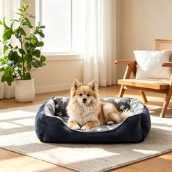 MIXJOY Rectangle Washable Dog Sofa Bed with Anti-Slip Bottom, Dark Grey, Medium: 25 x 21 x 8-in