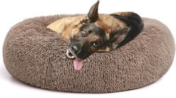 MIXJOY Ultra Soft Machine Washable Bolster Dog & Cat Bed, Brown, Large