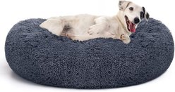 MIXJOY Ultra Soft Machine Washable Bolster Dog & Cat Bed, Dark Grey, Large