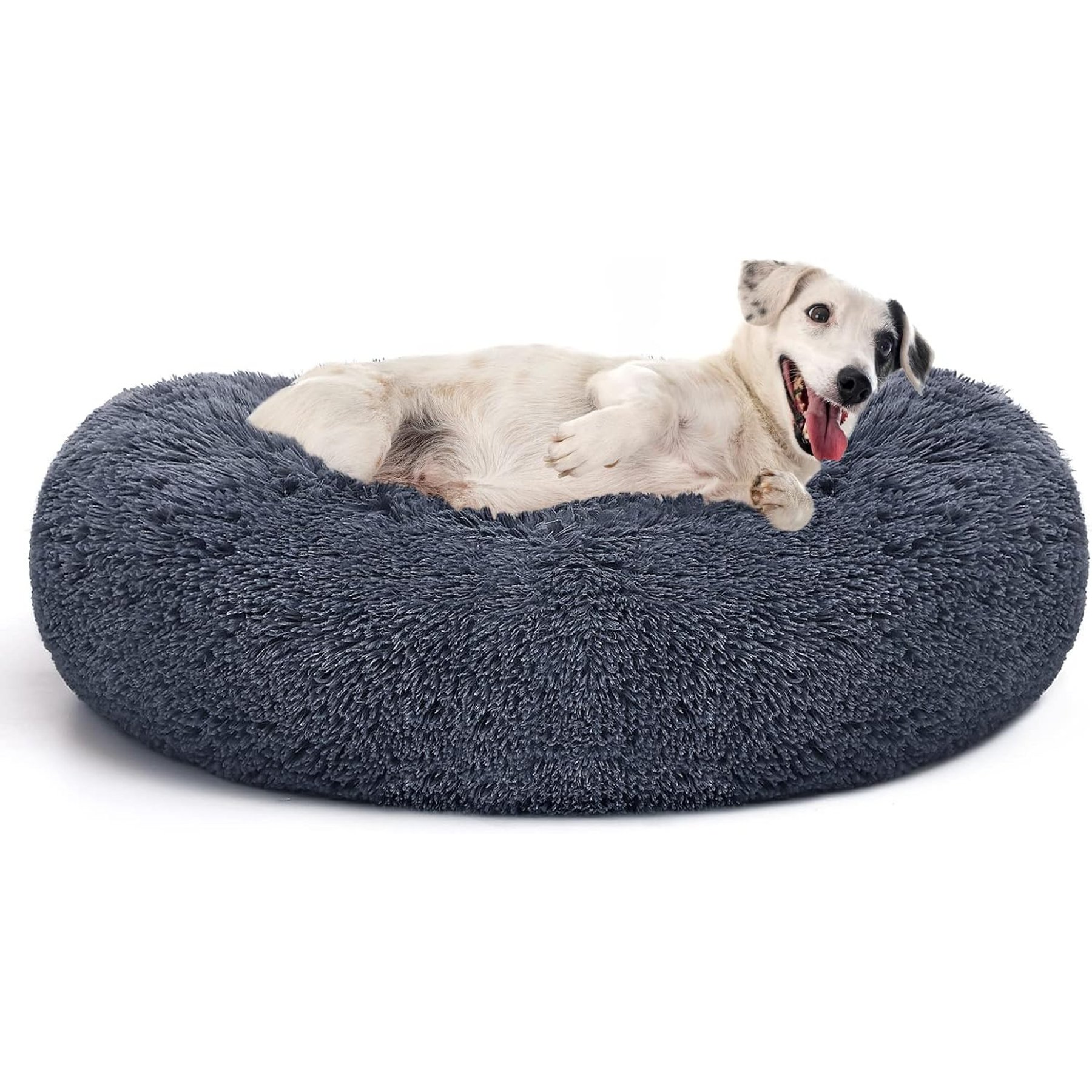 MIXJOY Ultra Soft Machine Washable Bolster Dog & Cat Bed, Dark Grey, Large