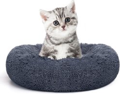 MIXJOY Ultra Soft Machine Washable Bolster Dog & Cat Bed, Dark Grey, X-Small