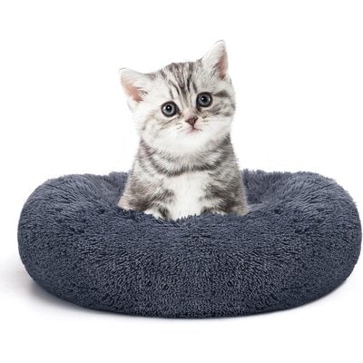 MIXJOY MIXJOY Ultra Soft Machine Washable Bolster Dog & Cat Bed, Dark Grey, X-Small