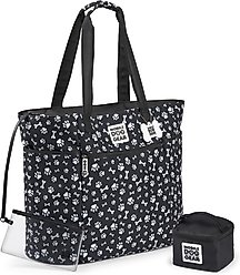 Mobile Dog Gear Dogssentials Tote Travel Bag, Black & White Paw Print