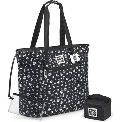 Mobile Dog Gear Mobile Dog Gear Dogssentials Tote Travel Bag, Black & White Paw Print