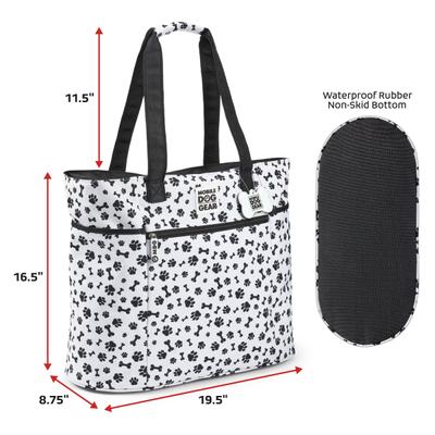 Show full view: Mobile Dog Gear Dogssentials Tote Travel Bag, Black & White Paw Print slide 2 of 7
