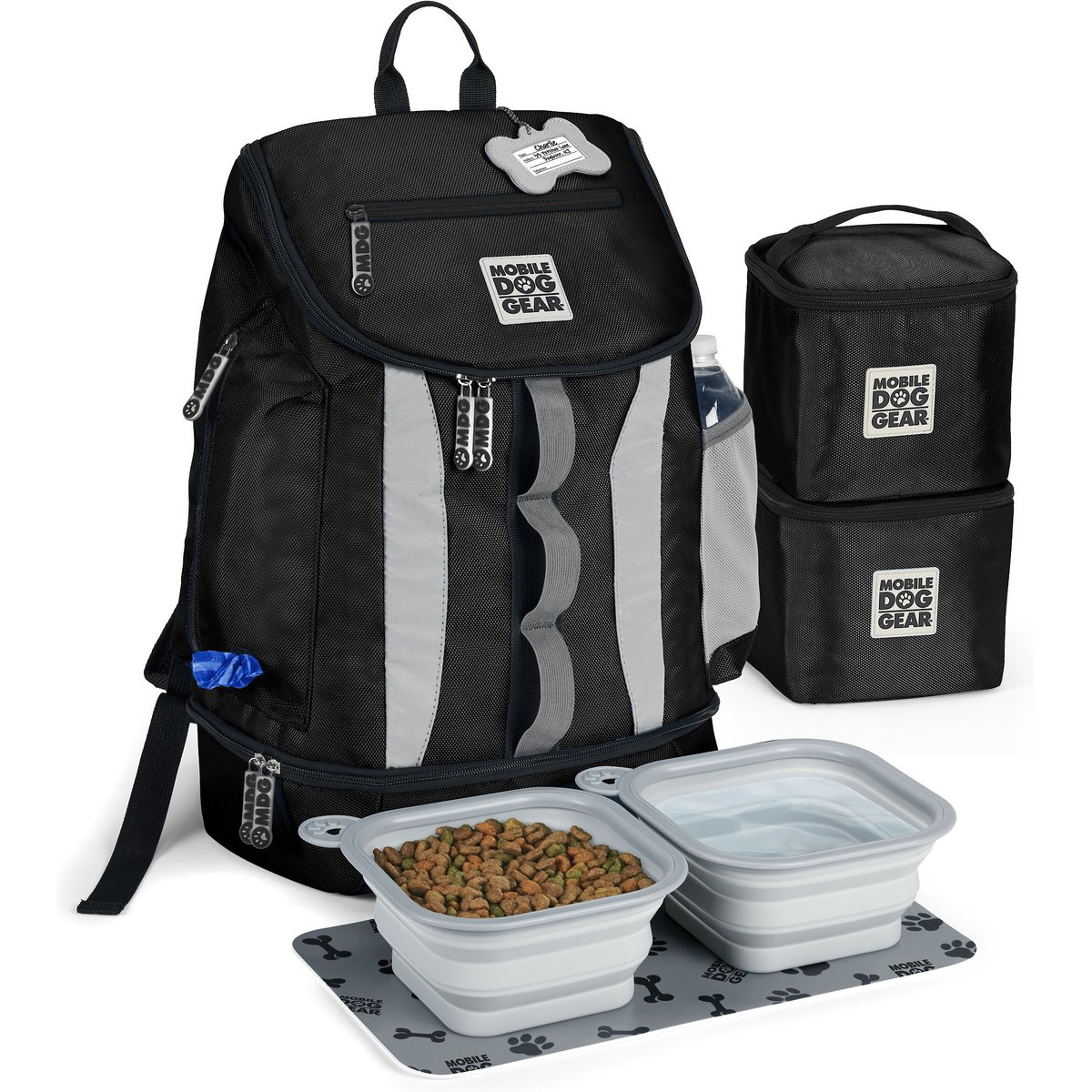 Mobile Dog Gear Drop Bottom Weekender Backpack Pet Travel Bag, Black