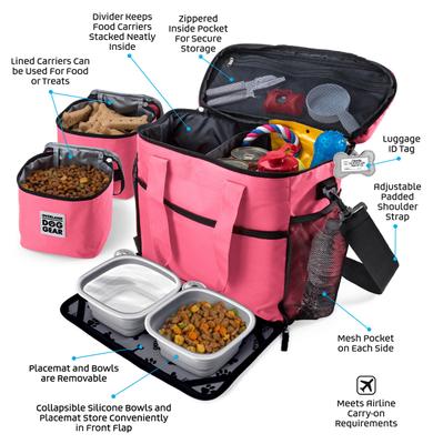 Show full view: Mobile Dog Gear Week Away Tote Pet Travel Bag, Pink, Medium/Large slide 5 of 8
