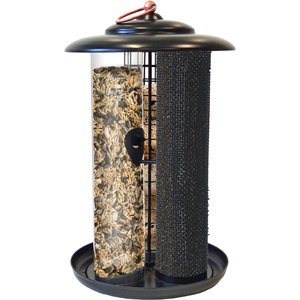 Modern Farmhouse Triple Tube Mixed Copper Accents Seed Wild Bird Feeder, Matte Black