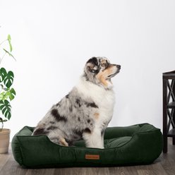 MODERN THREADS Luxury Tufted Velvet Cuddler Dog & Cat Bed with Removable Cover, Forest Green, 34 x 25 x 9-in slide 2 of 8