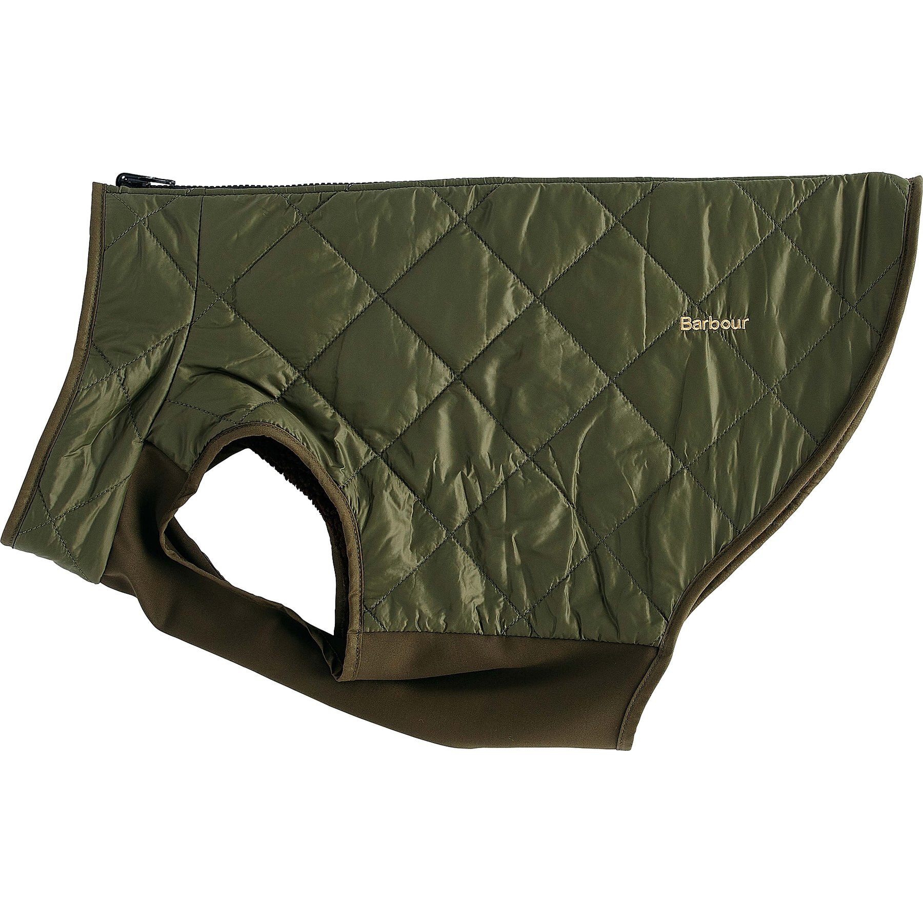 Barbour Reversible Quilt/Borg Fleece Dog Coat, Olive/Brown, Medium