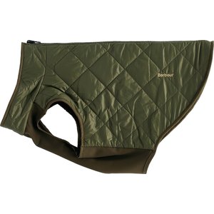 Barbour Reversible Quilt/Borg Fleece Dog Coat, Olive/Brown, Small