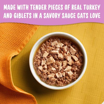 Show full view: Meow Mix Tenders in Sauce with Real Turkey & Giblets Wet Cat Food, 2.75-oz cup, case of 12 slide 4 of 10