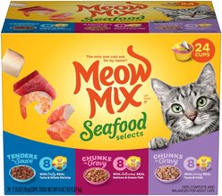 Meow Mix Seafood Selects Variety Pack Wet Cat Food, 2.75-oz tray, case of 24