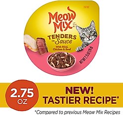 Meow Mix Tenders in Sauce with Real Chicken & Beef Wet Cat Food, 2.75-oz cup, case of 12 slide 2 of 6