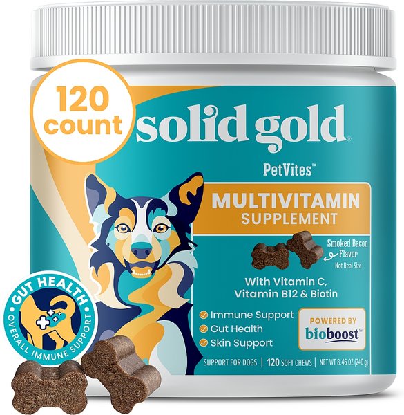 SOLID GOLD PetVites Multivitamin Soft Chews Vitamin C B12 Supplement for Dogs 120 count Chewy