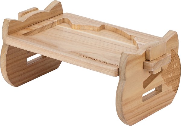 LickiMat Riser with Felix Non-Skid Wood Cat Elevated Bowl, Yellow