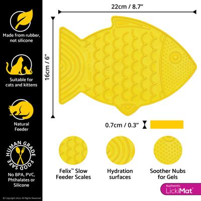 Show full view: LickiMat Felix Non-Skid Thermoplastic Rubber Cat Bowl, Yellow, Standard slide 3 of 7