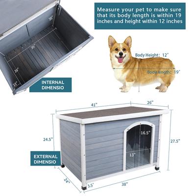 Show full view: Yafylly Weather Resistant Wooden Outdoor Dog House, Grey slide 5 of 9