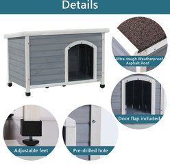 Yafylly Weather Resistant Wooden Outdoor Dog House, Grey slide 2 of 8
