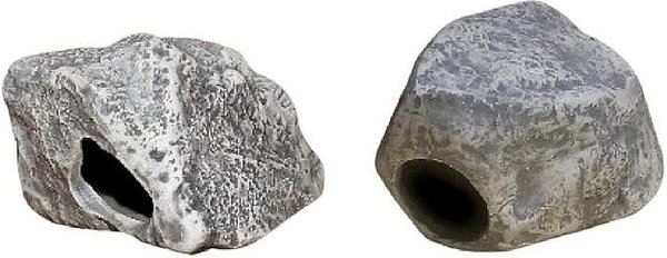 Underwater Galleries Fish Tank Hollow Ceramic Large-Boulder Aquarium Rock Cave, Gray, Large