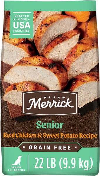 MERRICK Grain Free Senior Dry Dog Food Real Chicken Sweet Potato Recipe 22 lb bag Chewy